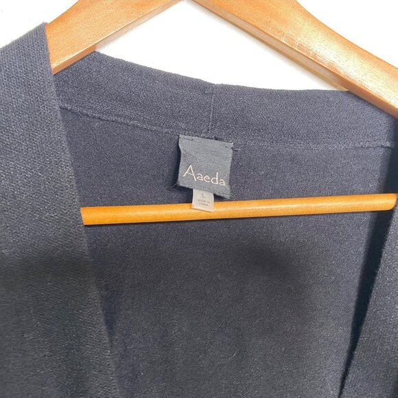 Aaeda Sweater Cardigan Women's Black Size L Open Front Floral Cottage Grandma - Picture 3 of 8